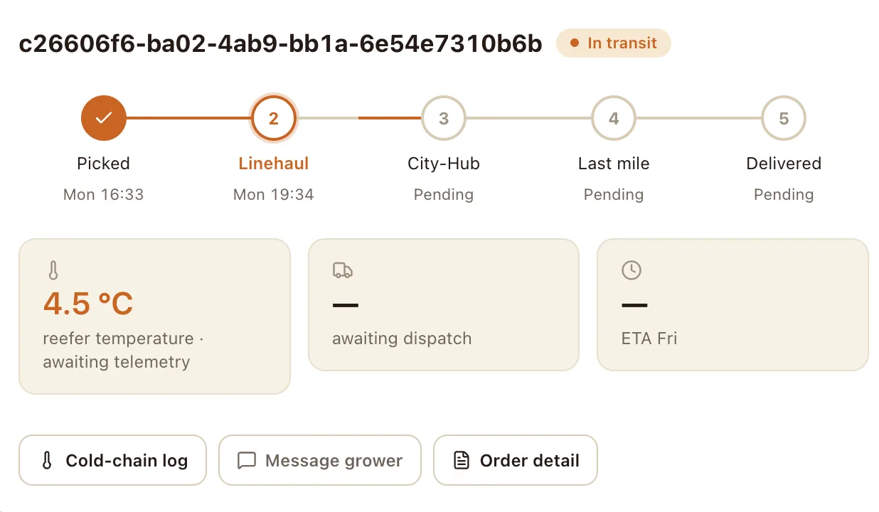 Logistics platform — product screenshot